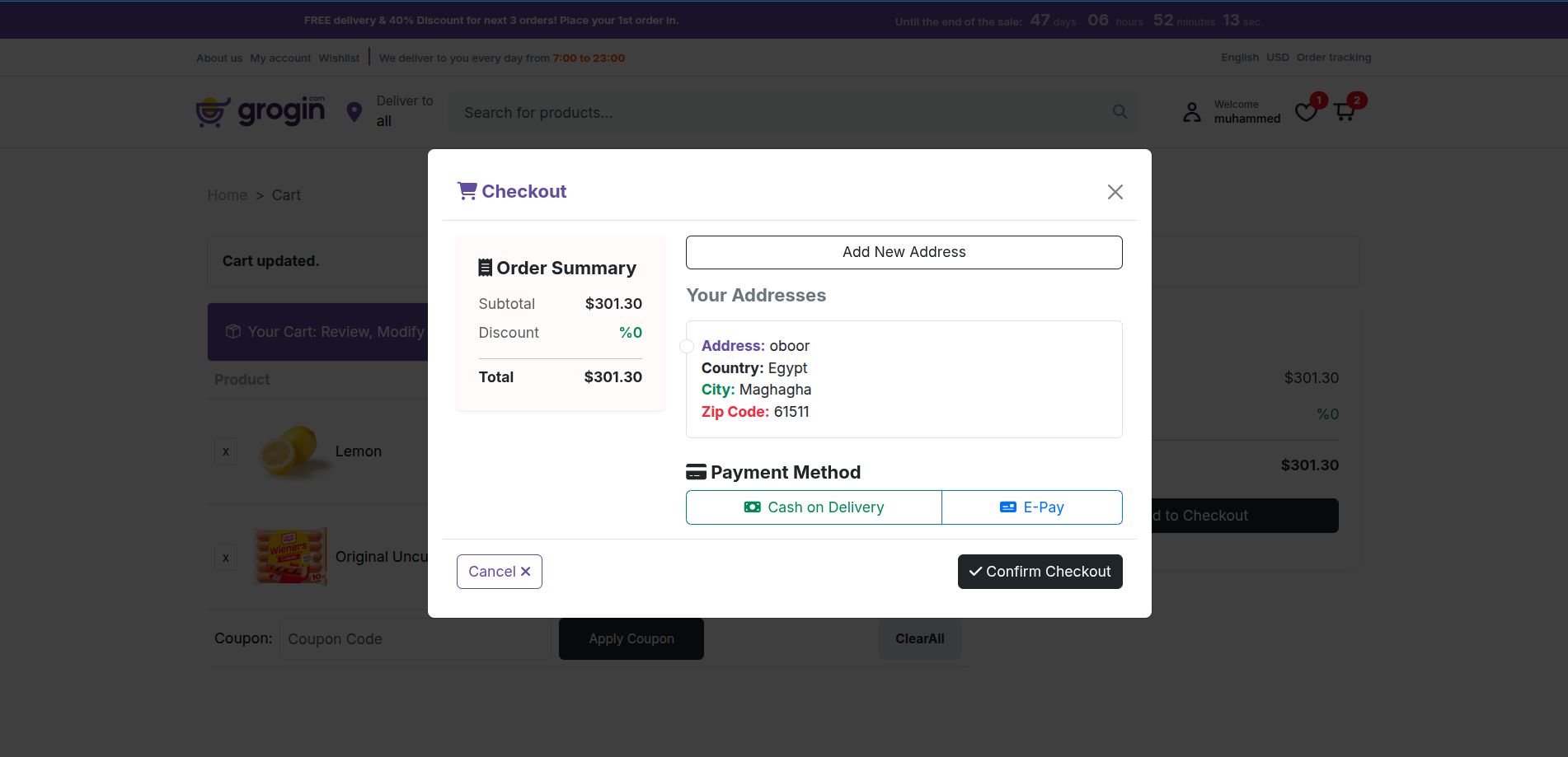 Checkout & payment